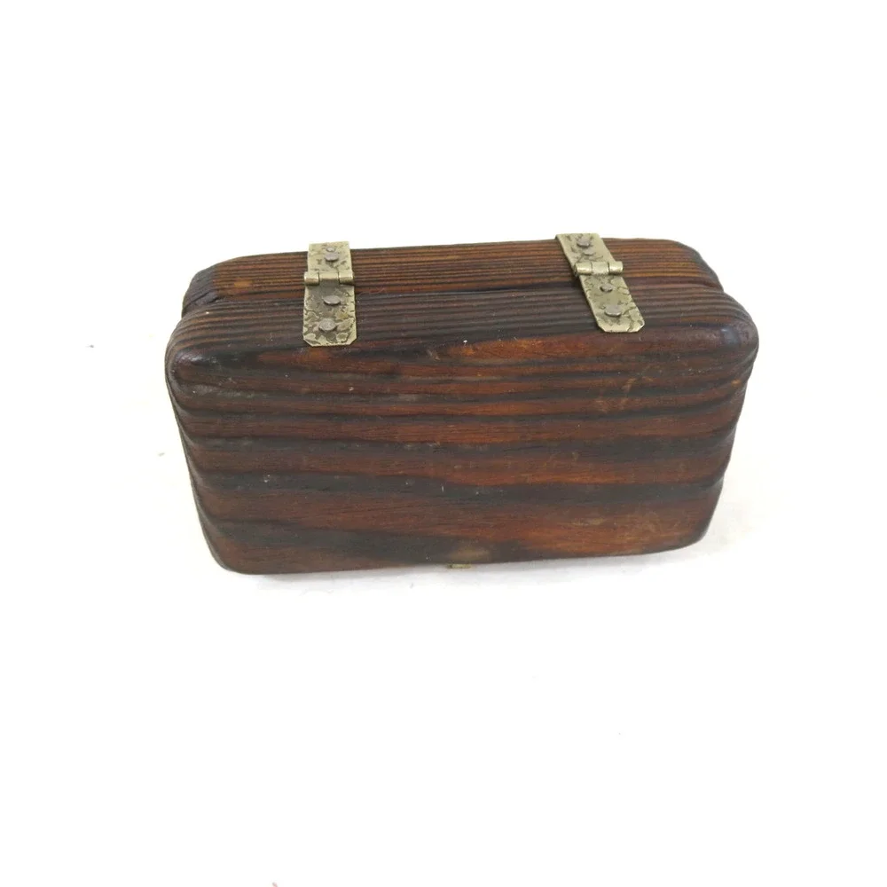 Jewelry Box 1970's Brown Wood Small Size 4